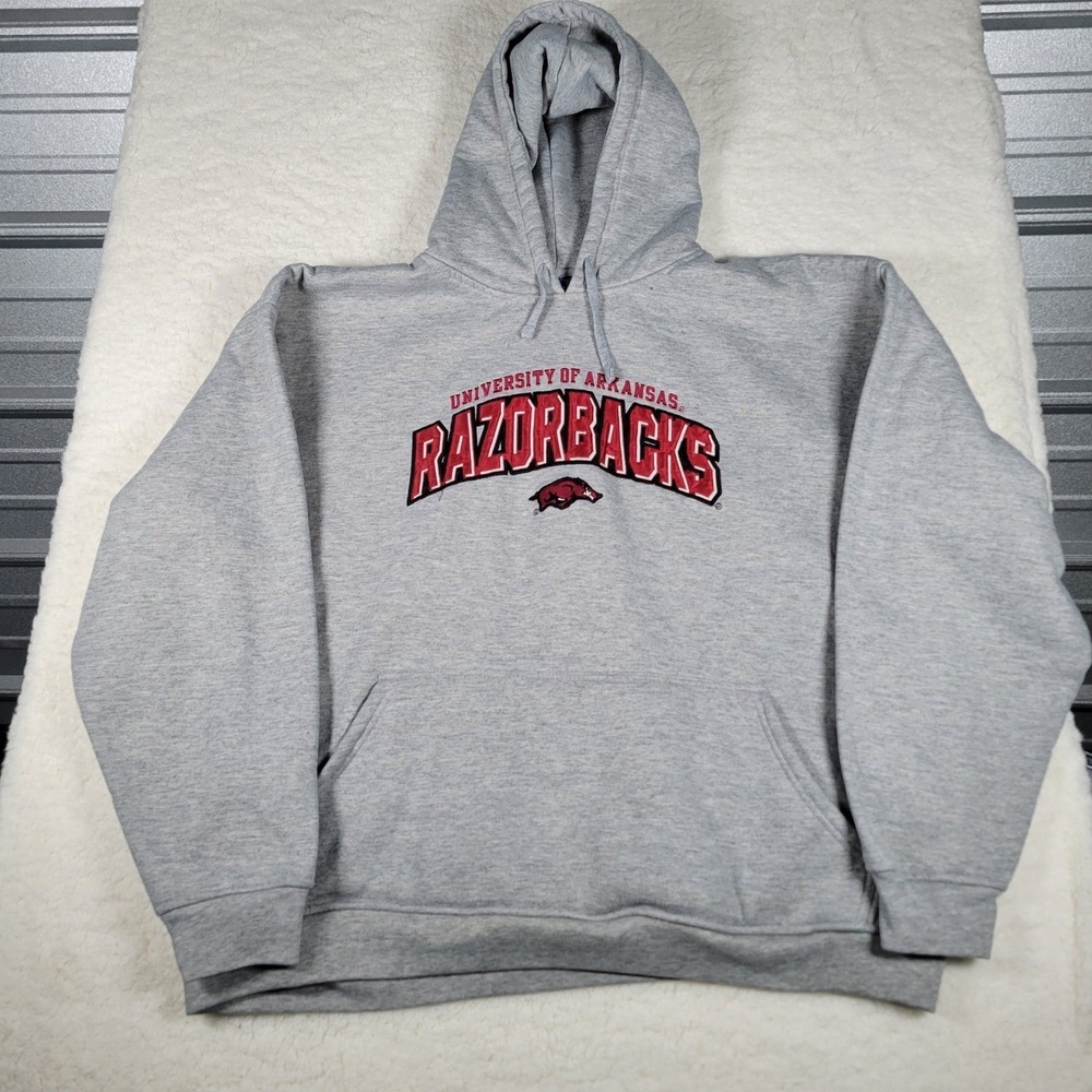 KA Inc Arkansas Razorbacks Hoodie Mens 2XL Gray Embroidered NCAA Pullover Sweat